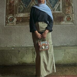 Green Cargo Skirt with Relaxed Fit